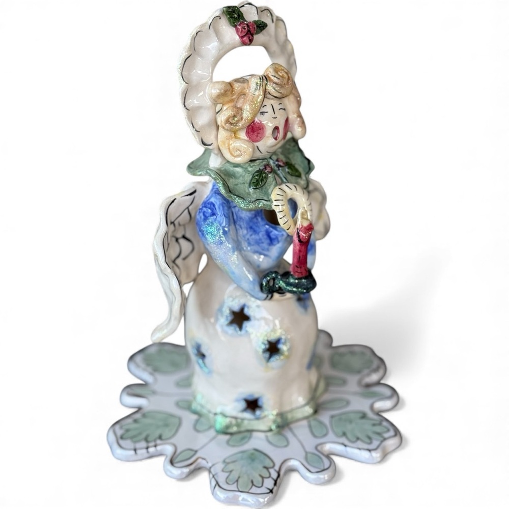 Vintage Blue Sky Christmas Tea Light Angel Figurine Signed by Heather Goldminc - Picture 4 of 5
